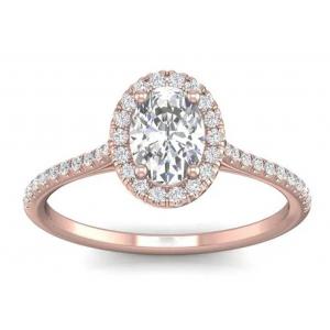 Oval Shaped 18K Rose Gold Ring , 0.50Ct Diamond Engagement Ring 6.37x4.46x2.79mm