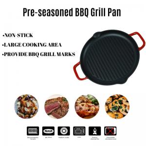 Customized Stove Top Grill Pan Enamel Coating With Two Handles
