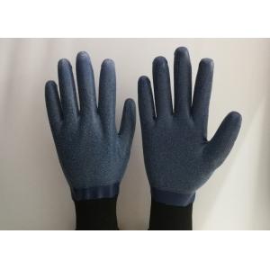China Anti Slip Granule Black Latex Gloves , Latex Dipped Work Gloves Comfortable Hand Feeling supplier