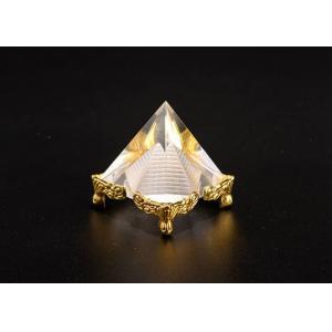 K9 White Material Crystal Glass Awards Customized Size With Gold Metal Base