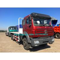China Ruby red color Beiben 6x4 2638PZ 25 30Ton 380hp Heavy Off Road Container Flat Bed Truck adopt Germany Benz Technology on sale