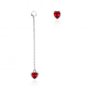 0.58m 3.3g Sterling Silver Heart Earrings Zircon Long Drop Chain Earrings ODM