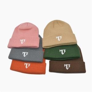 Embroidery Logo Knit Beanie Hats Custom 100% Acrylic Beanie Cap 58CM