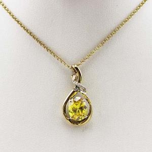 China Yellow Gold  Plated Silver Oval Yellow Citrine Cubic Zircon  Pendant (PSJ0410) supplier