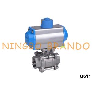China 3 Piece Thread Pneumatic Actuated Ball Valve Stainless Steel 304 supplier