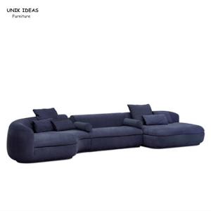 China Leather Blue Velvet Upholstered Sofa Bed Contemporary Leather Couch Set supplier