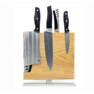 China Oak Magnetic Knife Holder Set with Magnetic Holder and Knife Sharpener Sustainable Design supplier
