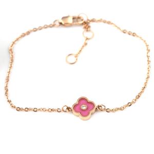China Red Four Leaf Clover Bracelet, Stainless Steel Jewelry Customized Fashion Diamond Flower Charm Bracelet supplier