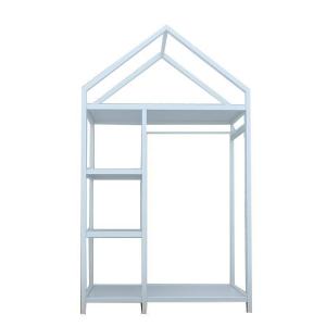 China European Style Metal Display Racks And Stands White Garment Frame House Like Shape supplier