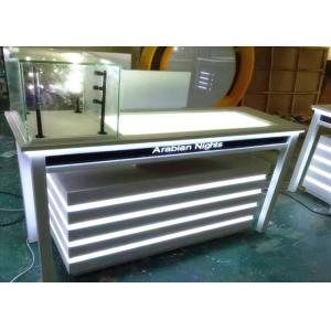 Attractive Lighted Jewelry Display Case Fully White Lacquer Color Surface