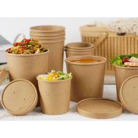 China Disposable Take Away Kraft Paper Biodegradable Soup Cups With Lid on sale