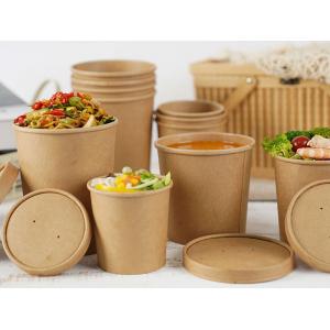 China Disposable Take Away Kraft Paper Biodegradable Soup Cups With Lid supplier