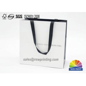 China Fashion Custom Paper Shopping Bags / Paper Carry Bag With Ribbon Handle supplier