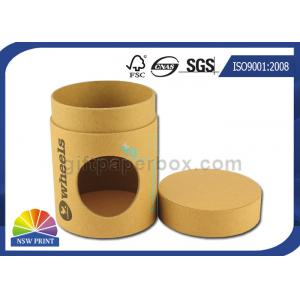 China Flat Cap Brown Kraft Paper Packaging Tube Customized Size with Die Cut Window supplier