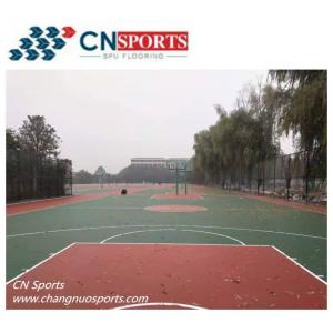 Red SPU Basketball Cout Flooring For Schools with two-component modified acrylic resilience layer