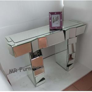China Artificial Mirror Furniture Set Angled Facet Glass Mirrored Stand Desk wholesale