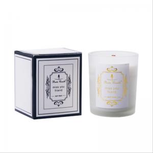 Wood Wick Soy Wax Home Scented Candles Frosted White Glass Jars Candle Holder