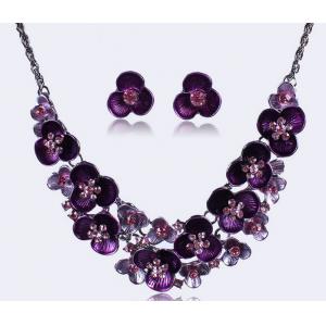 High-end European and American style drip rhinestone flower necklace jewelry sets