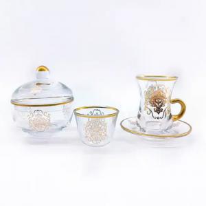 Crystal glass Turkish Tea Cup And Saucer Set Arabic Style Tea Cup