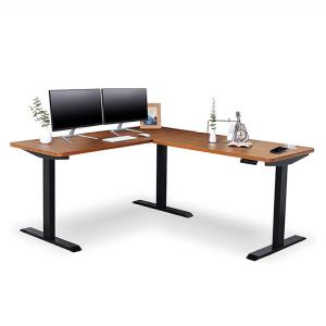 China Height Adjustable L Shape Office Furniture with Custom Dual Motor Electric Table Legs supplier