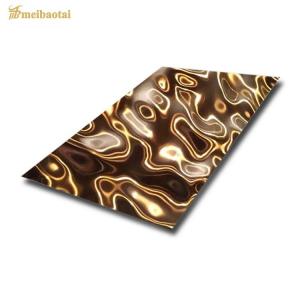 Golden Mirror Color Water Ripple Stainless Steel Plate Decoration Ceilling Office