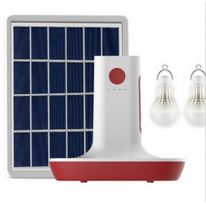 MP3 Radio 3 LED Bulbs Light Solar Power Panel Generator Kit USB Home Charger System