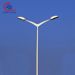 Q235b Galvanized Steel Street Light Pole Solar LED Lamp Dual Arm 90mm