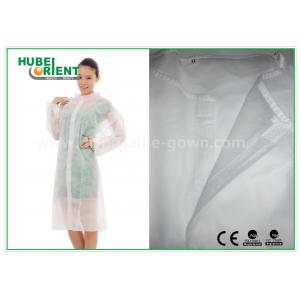 China Economical SMS/Non-Woven Disposable Lab Coats With Knitted Collar And Velcro supplier