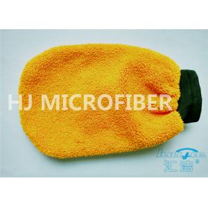China Orange Coral Fleece Microfiber Car Wash Mitt 80% Polyester 4.4 x 8.8 supplier