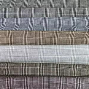 Washed Gingham Woven Stripe Cotton Linen Jacquard Fabric 110gsm
