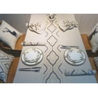 China Country Style Geometric Decorative Table Cloths Embroidered Linen Cotton Material on sale