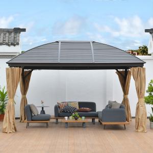 China Gazebo With Mosquito Netting   Polycarbonate Double-Roof Canopy Metal Roof Gazebo supplier