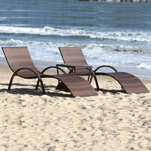 Leisure pool PE rattan sunbed outdoor chaise lounge wicker rattan sun lounger beach chair