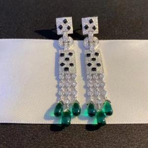 China Diamonds 18K Gold Earrings Jewelry PanthèRe De White Gold Emeralds Jade Onyx wholesale boutique jewelry supplier