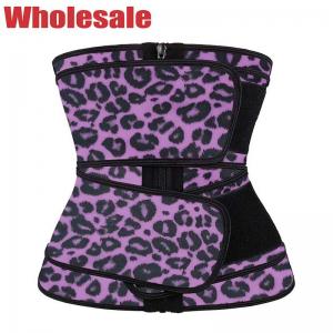 China Purple Leopard Latex Zipper Waist Trainer Double Strap Plus Size Underbust Corset supplier