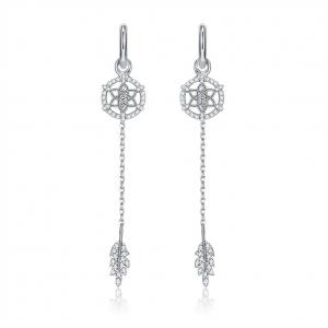0.26ft 1.2g Sterling Silver Jewelry Earrings 3A CZ Crystal Ball Earrings SGS