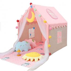 Customized Logo Girls Playhouse Outdoor Camping Tent 110CM Baby Princess Castle Tent With Lights