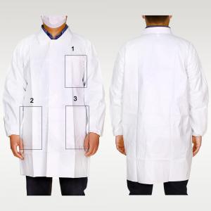 Water Resistant Disposable Lab Coat Unisex Elastic Wrist White Lab Jacket