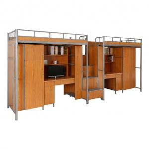China KD structure Double Layer Metal Bunk Bed Frame With Desk supplier