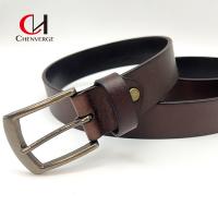 China Standard Size Black And Brown Genuine  Leather Belt With Metal Buckle on sale