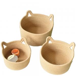 China 99.99% Cotton Thread Basket Woven Rattan Cat Ear Round supplier
