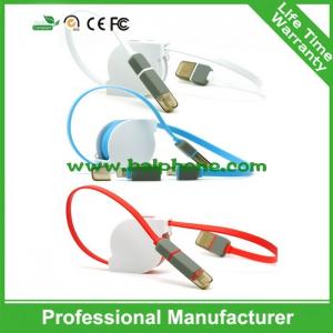 China Wholesale custom colorful 2 in 1 retractable 5pin micro usb cable supplier