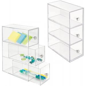 China Stackable Acrylic Storage Boxes Stationery Storage Box Drawer Container 7x3.5x10inch supplier