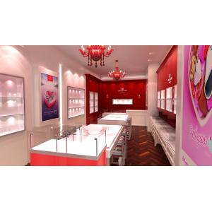 Pink / Red Locking Jewelry Display Case For Jewellery Shop Interior Design