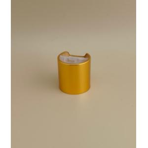 China Yellow Aluminium-Plastic Round Smooth Cap with Clear Button for Skincare Bottles wholesale