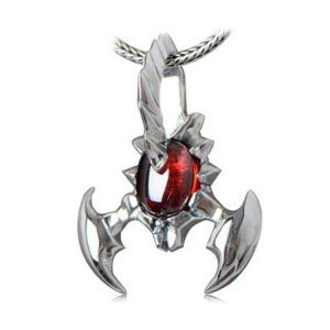 China Women's and Men's Sterling Silver Vintage Style Garnet Scorpion Pendant Necklace(N6030801RED) supplier