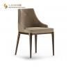 56cm length Grey PU Leather Dining Chairs Modern Solid Wood Finished