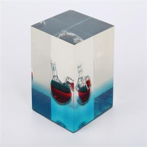 Personalized Transparent Square Paper Weight , Liquid Filled Paperweight