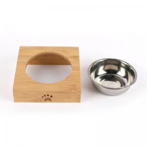 Raised Pet Bowls for Puppies Bamboo Feeder Wooden Food Bowl