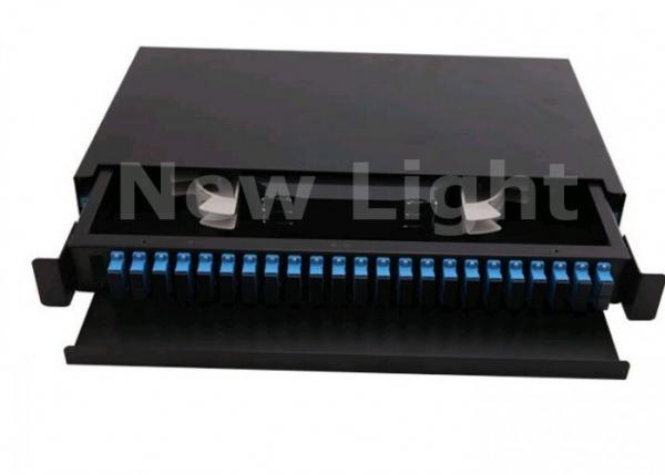 19 Inch Rack Mount Enclosure , 24 Port Fiber Optic Distribution Box For Cable